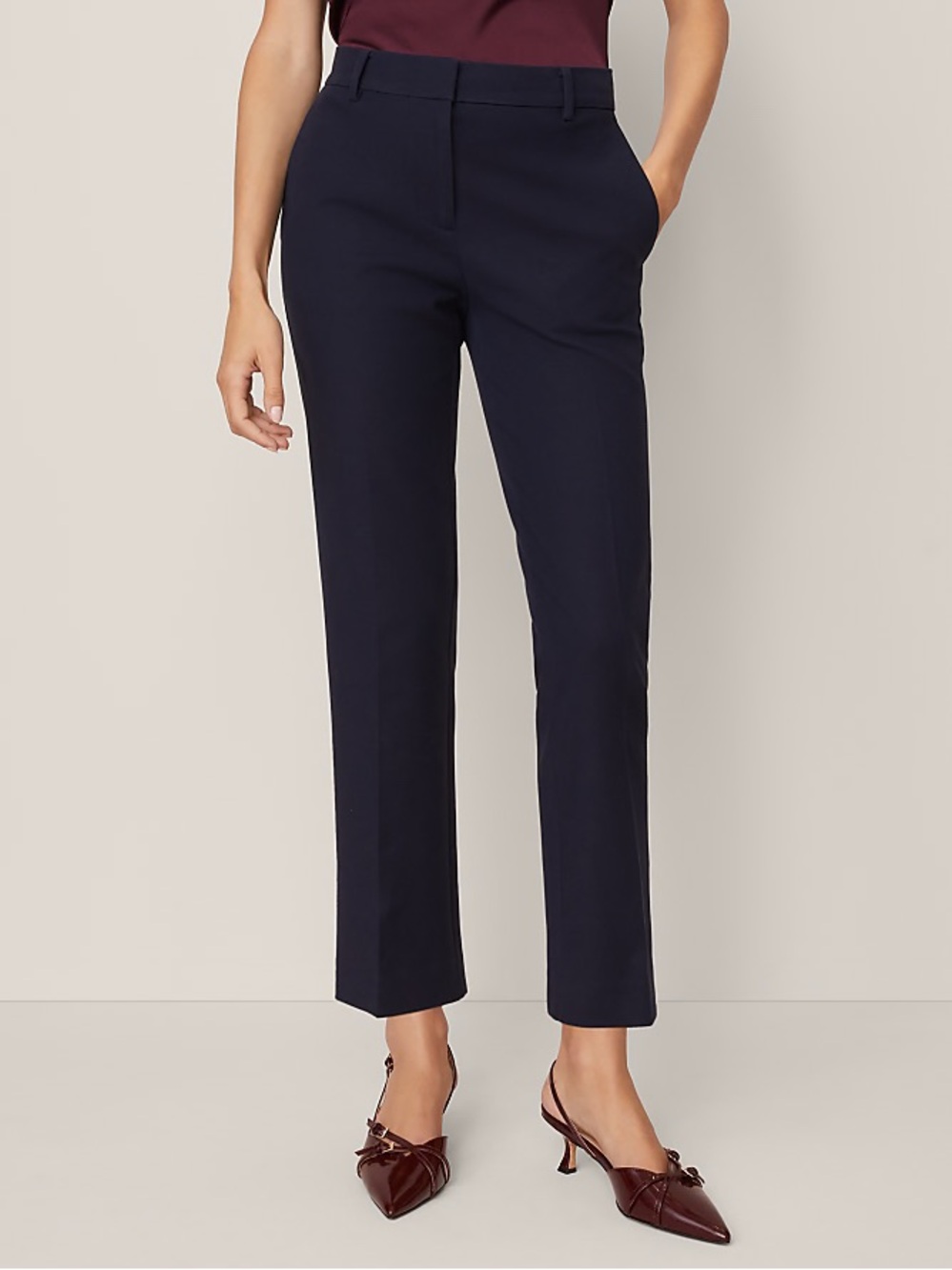 Ann Taylor Factory Curvy Fit Ankle-Crop Pants - Light Grey
